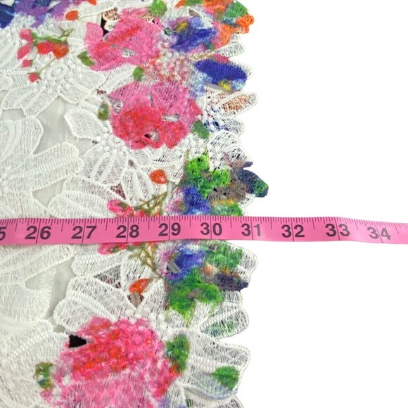 FERATELLI Women Lace Tunic Eyelet Sleeveless Knee Length Floral Sz L White 61-6 - Picture 15 of 15